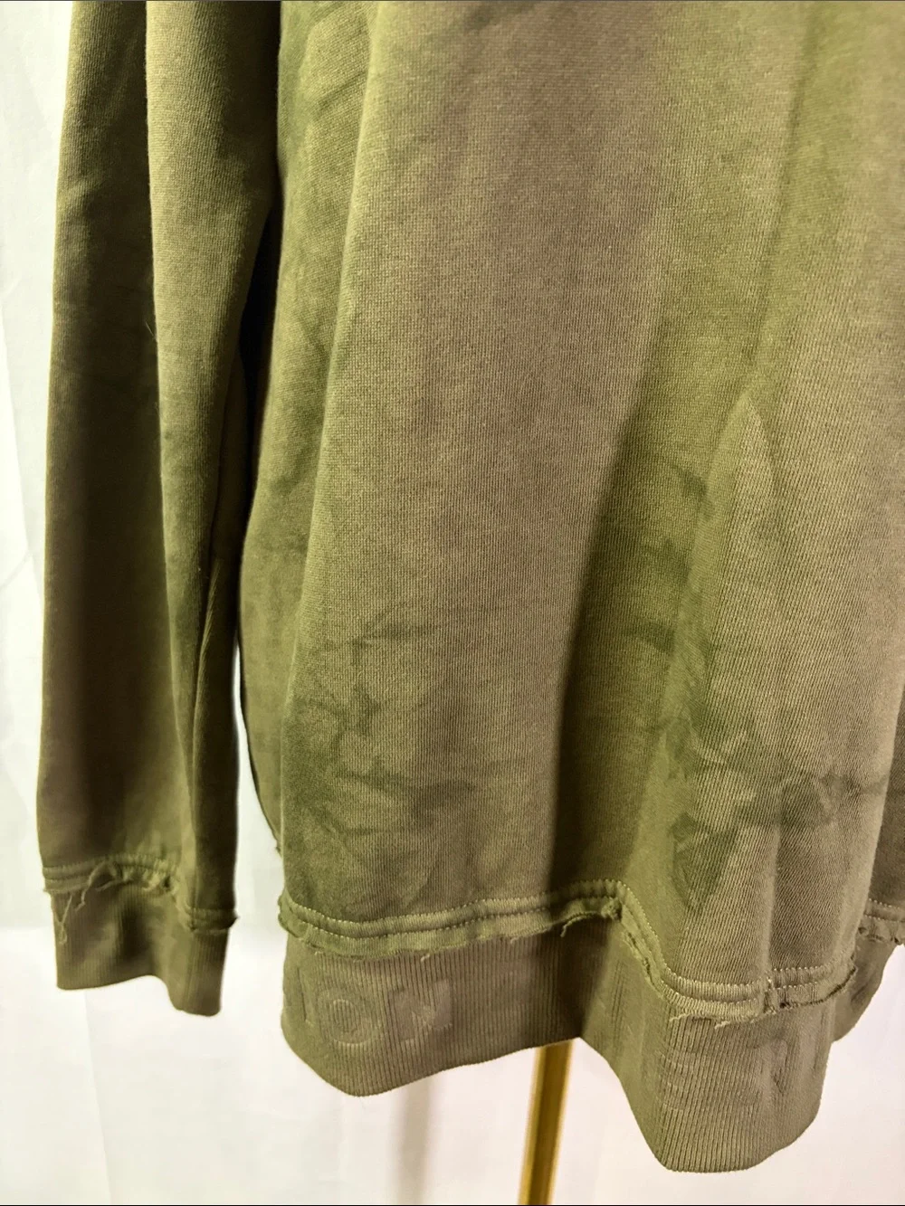 True Religion Camo Green Tie Die Debossed Rib Pullover Crewneck Sweatshirt